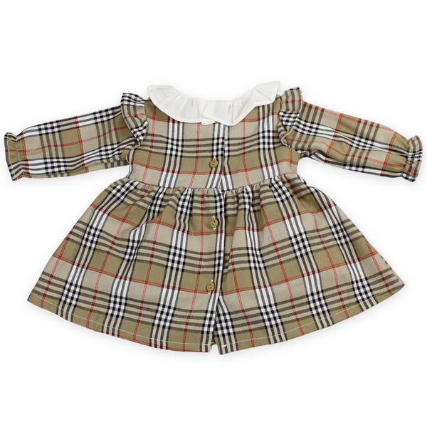Baby girls beige tartan christmas dress little nosh
