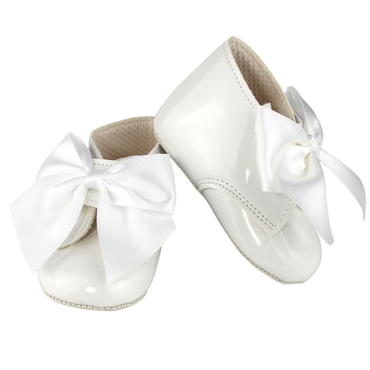 baby girls white satin bow shoes