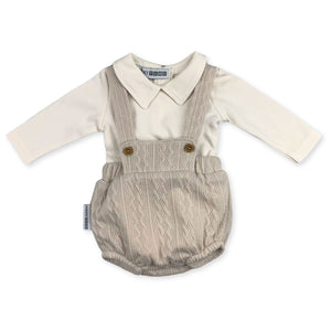 baby boys beige two piece outfit