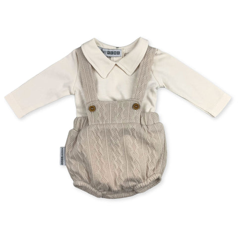 baby boys beige two piece outfit