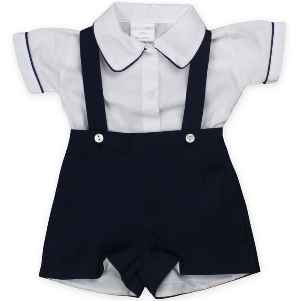 baby boys navy shorts and shirt