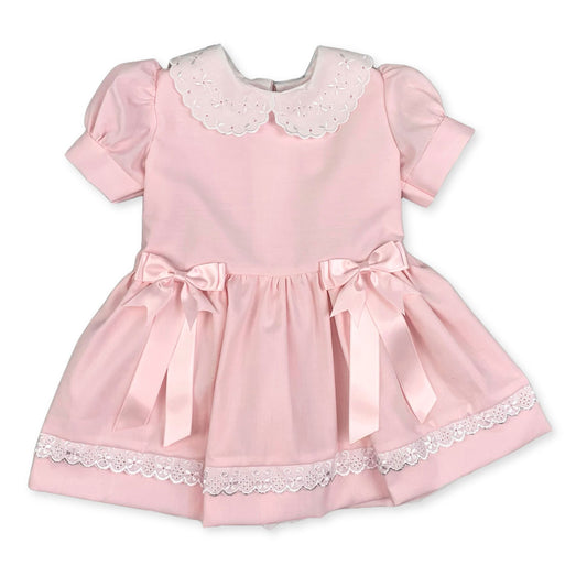 baby girls pink dress two bows