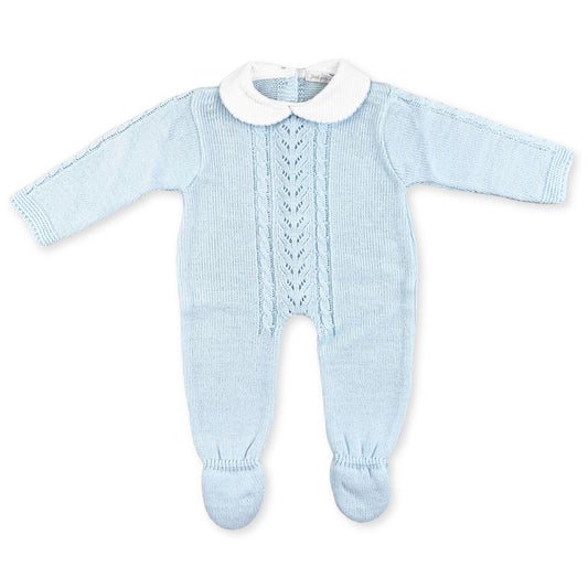baby boys blue knitted all in one