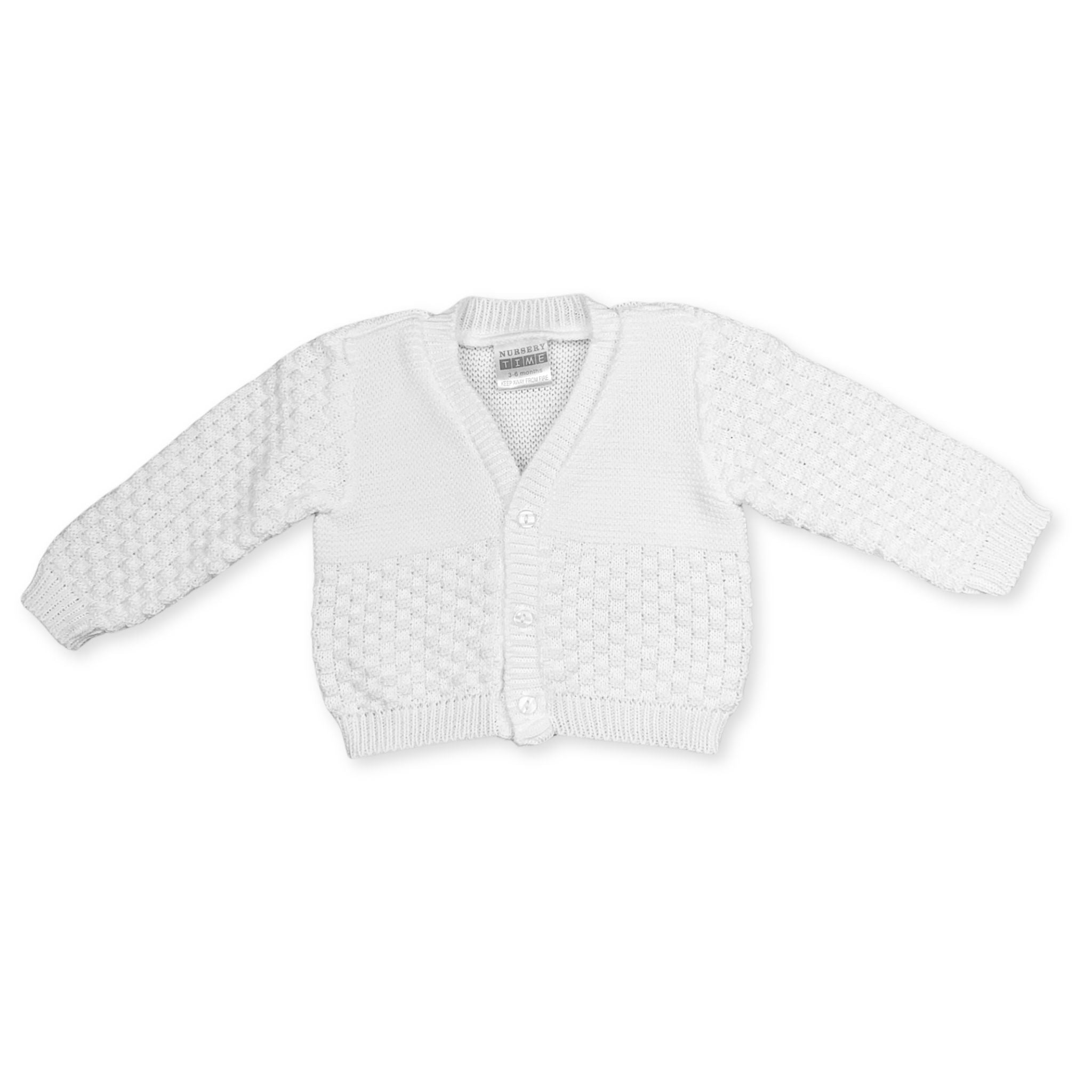 Baby boy white knitted cardigan