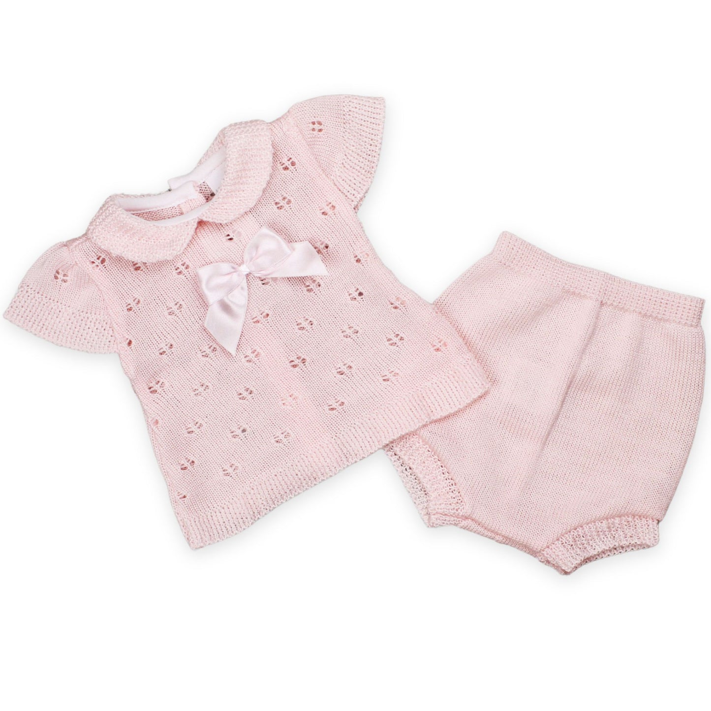 Baby Girl Knitted Outfit - Knitted Top and Jam Pants - Pink