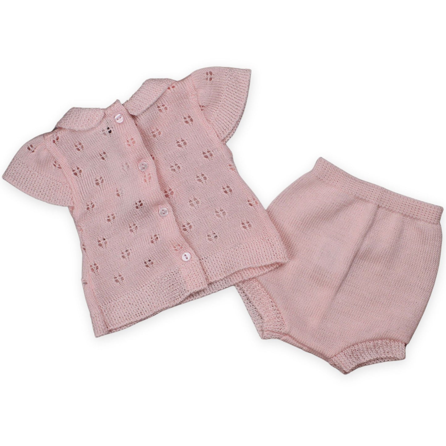 baby girls pink knitted jam pants and top