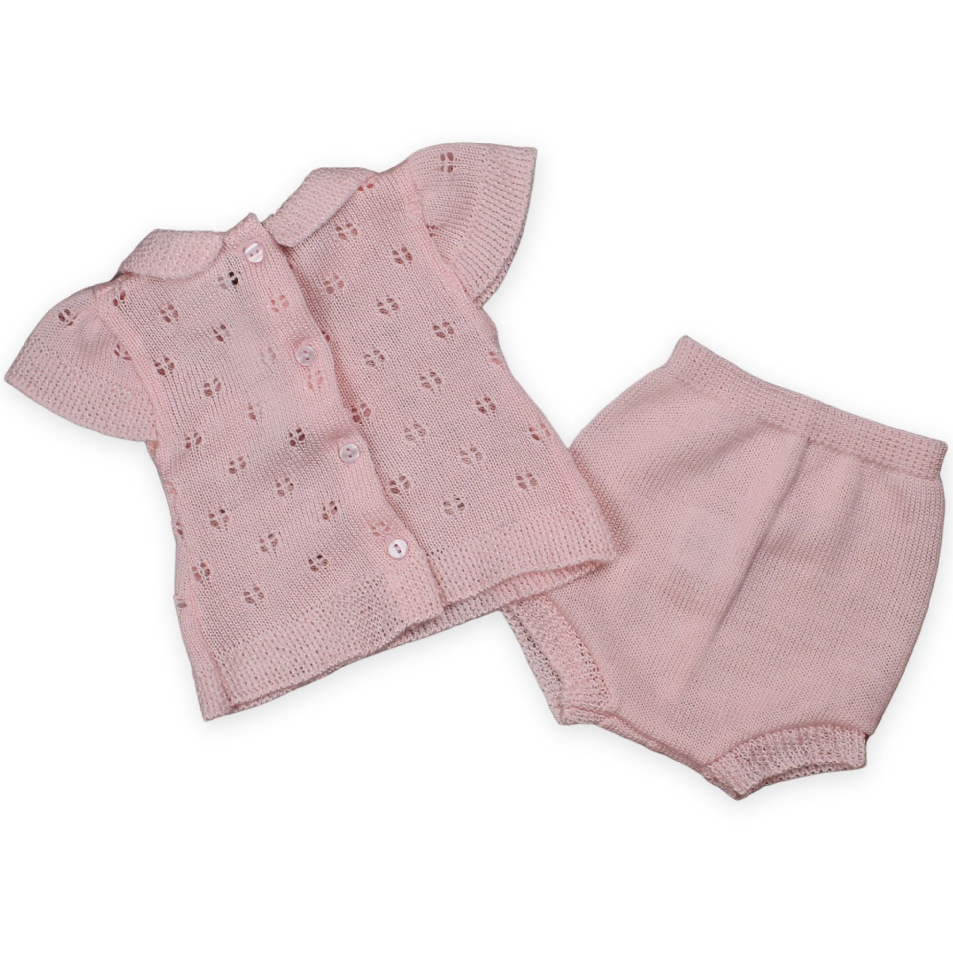 baby girls pink knitted jam pants and top