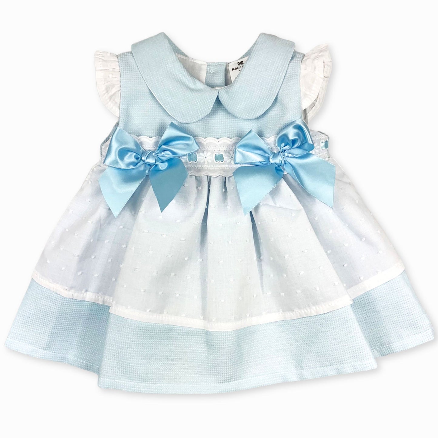 baby girs blue spanish style dress with bows