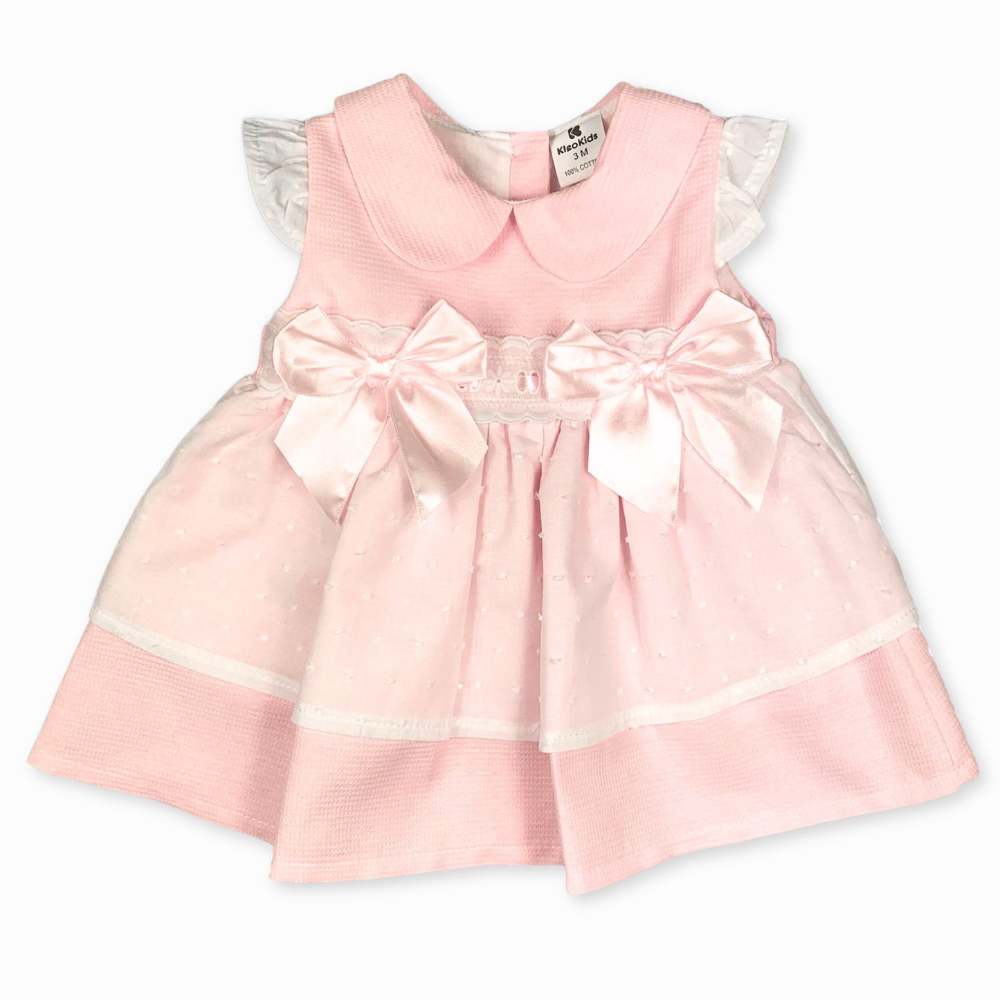 baby girls pink spanish style dress with bows