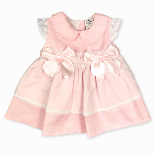 baby girls pink spanish style dress with bows