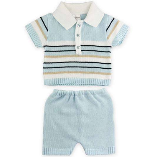 baby boys knitted two piece outfit striped