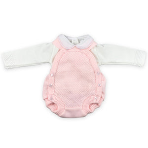 baby girls pink knitted romper and blouse