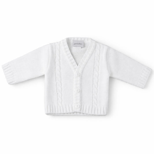 White baby cardigan on a white background