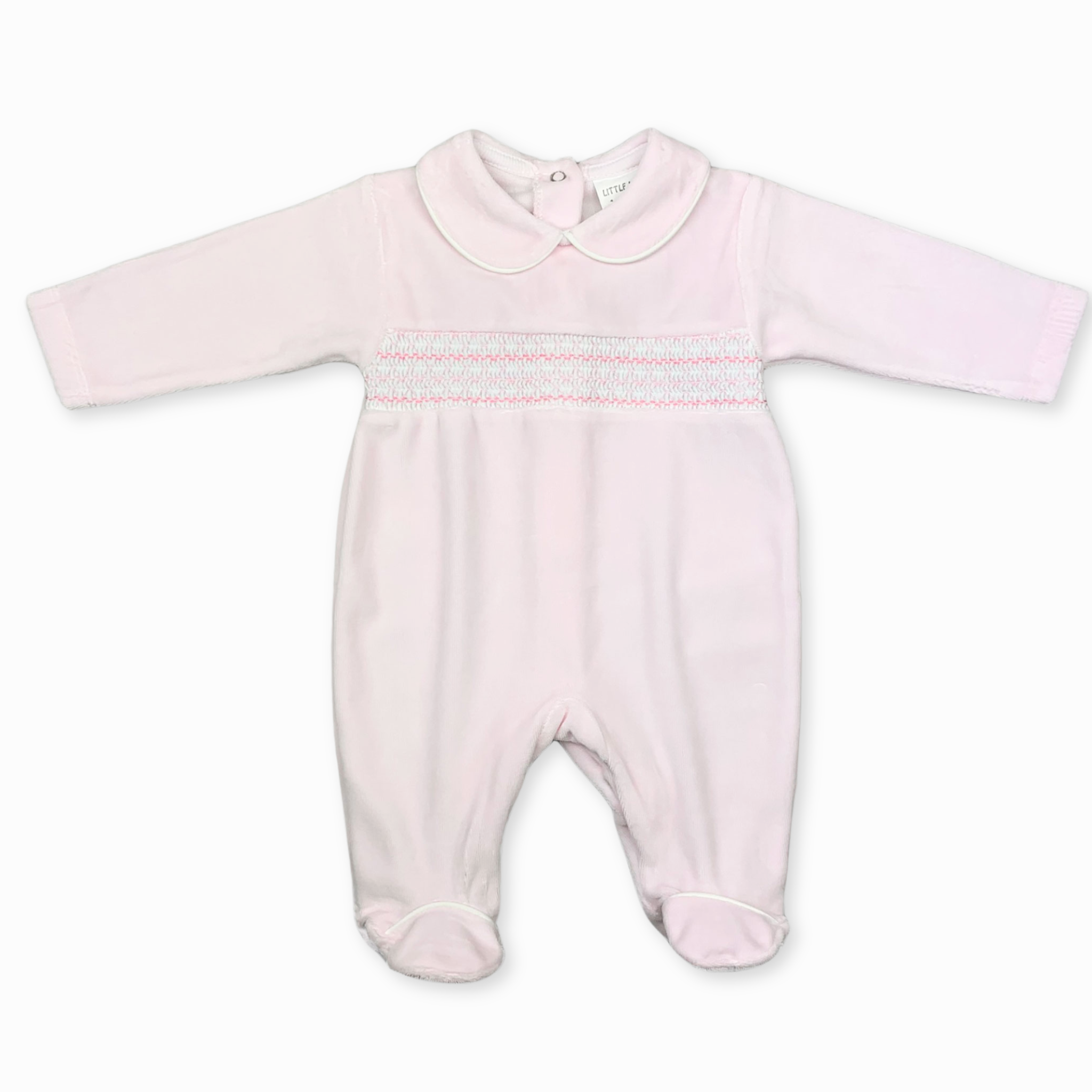 baby girl pink velour sleepsuit