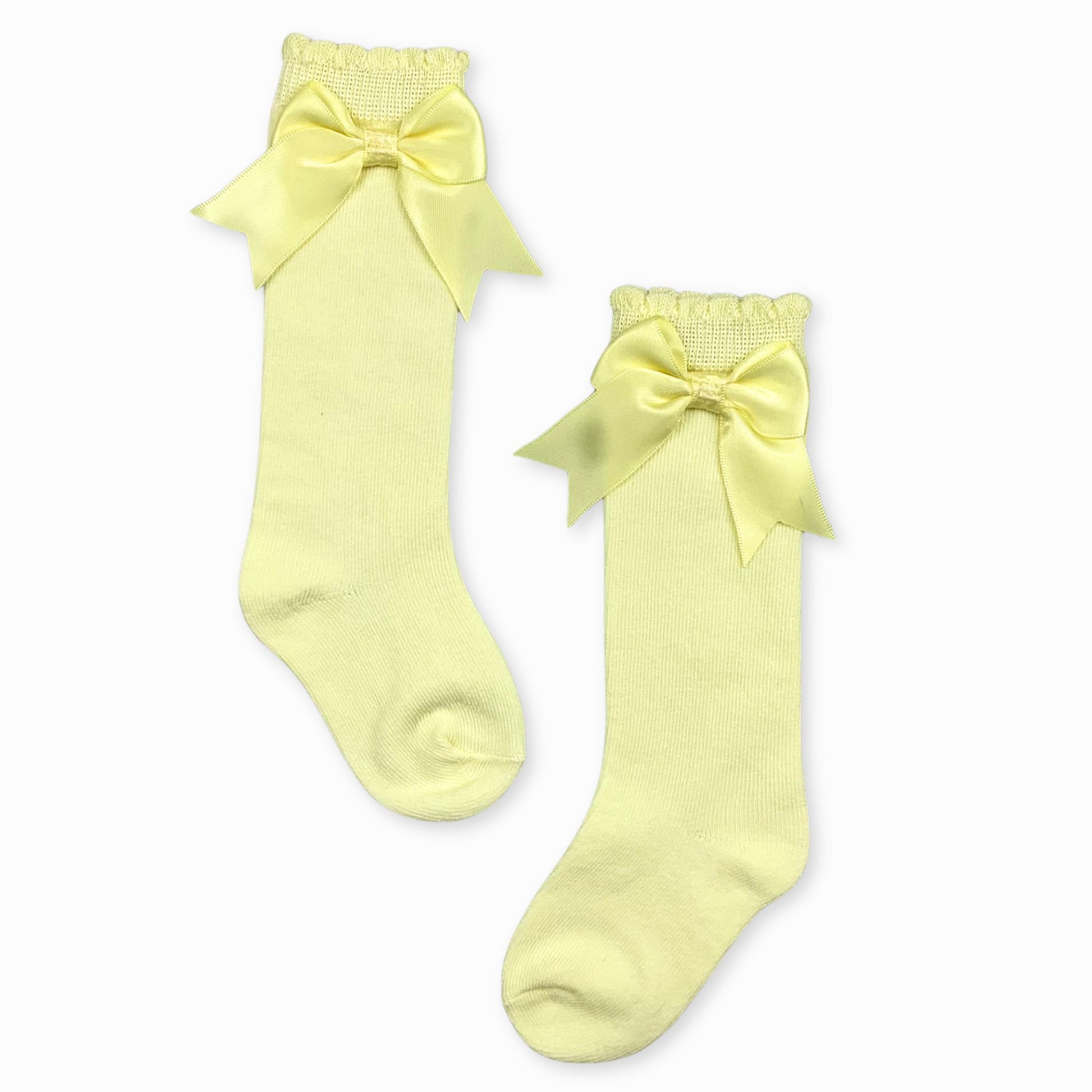 girl lemon knee high bow socks