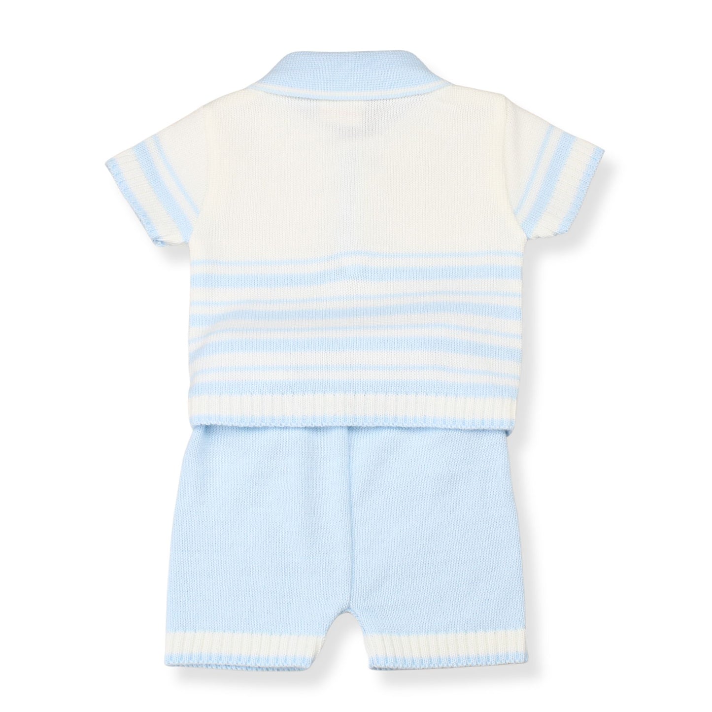 Little Nosh Baby Boys Blue Knitted Polo Shirt & Shorts Set