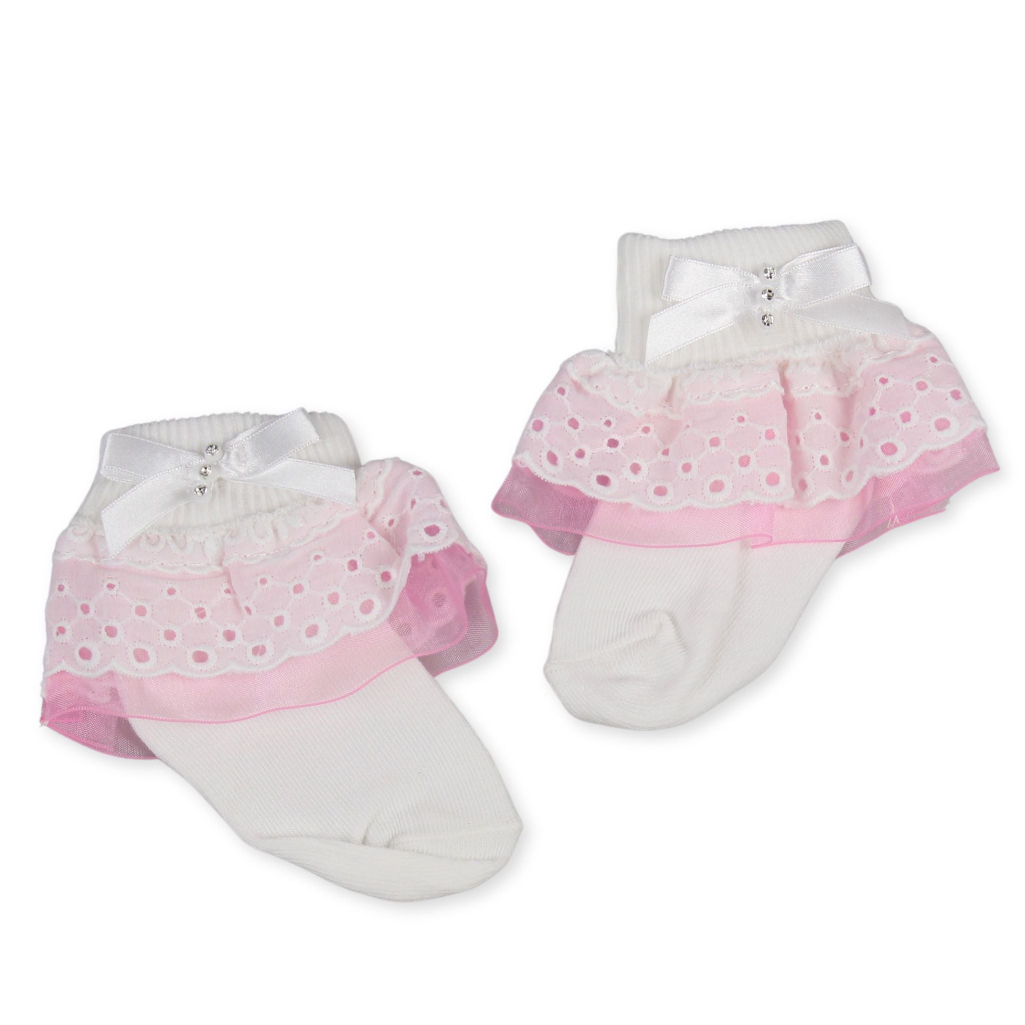 baby girls white pink frilly socks pex jane
