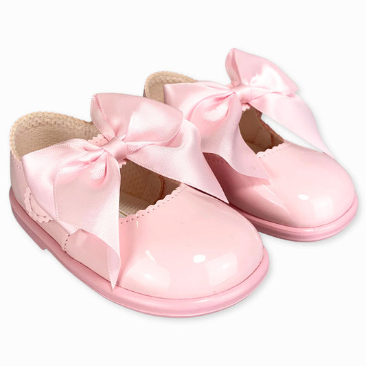 baby girls hard sole pink bow socks