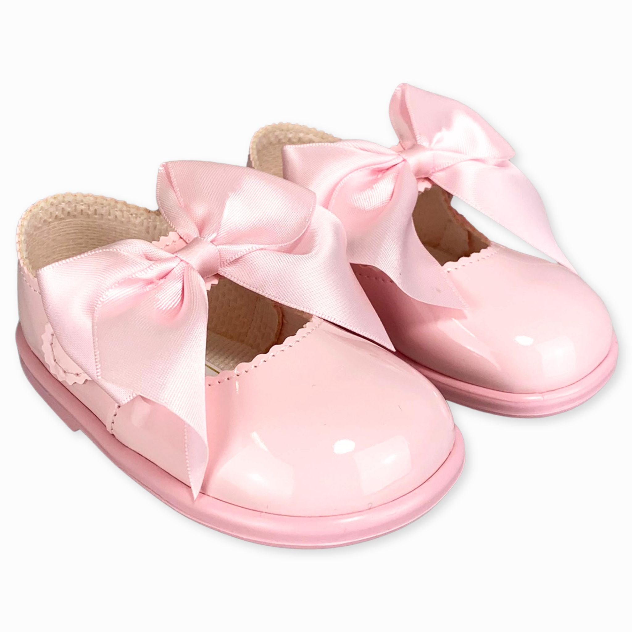 baby girls hard sole pink bow socks