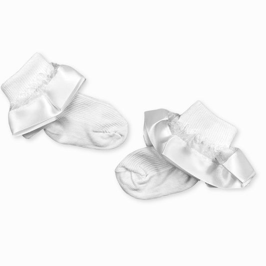 white frilly baby girls socks