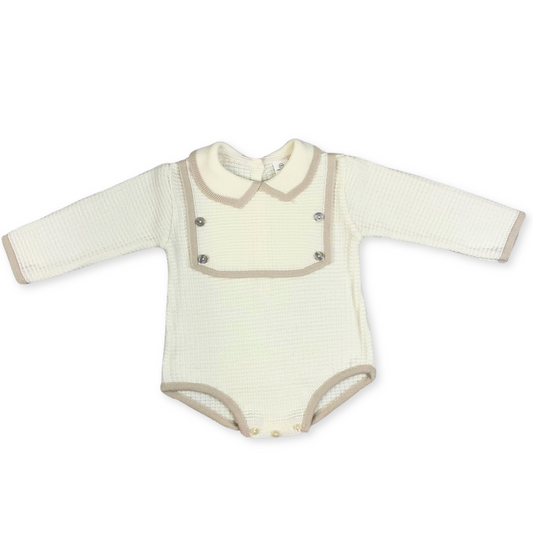 cream knitted baby romper