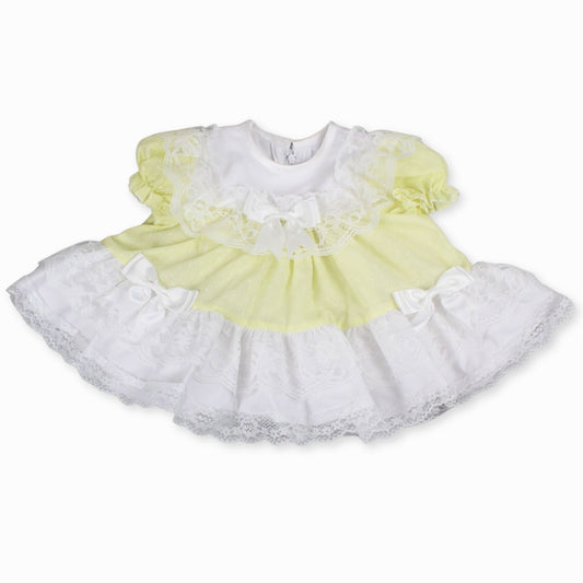 baby girls lemon polka dot puffball dress