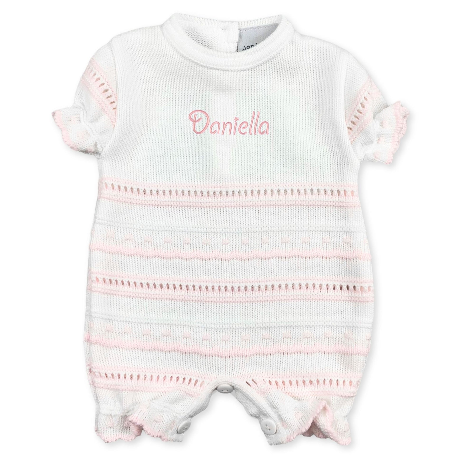 baby girls pink personalised romper