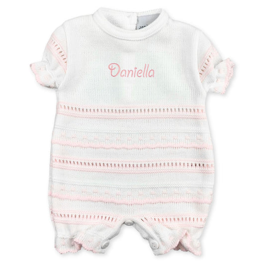 baby girls pink personalised romper