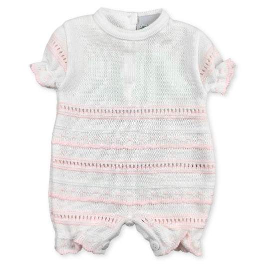 baby girls knitted white and pink dandelion romper