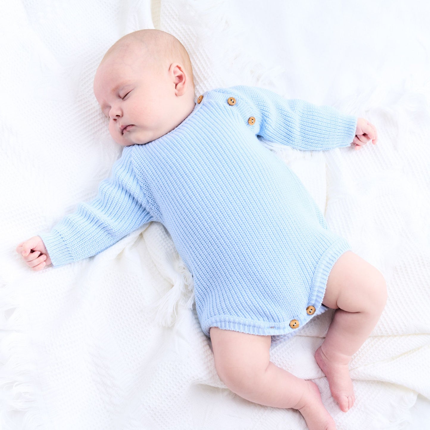 Baby Boys Blue Knitted Baby Romper – Dandelion
