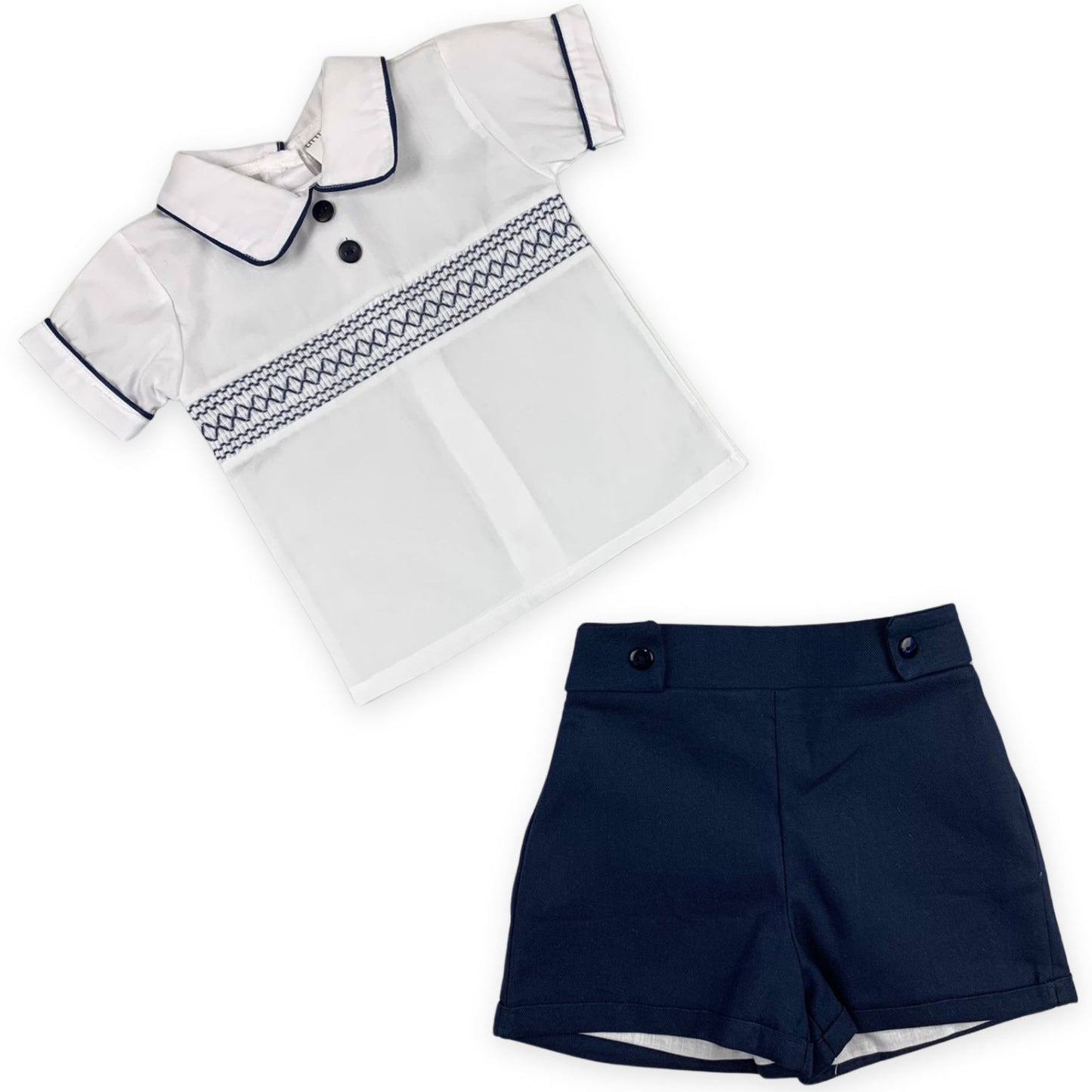 baby boys shorts and shirt in navy