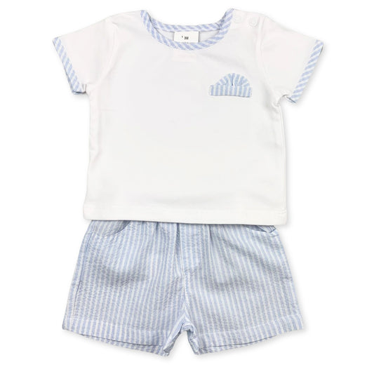 baby boys striped blue and white summer outfit