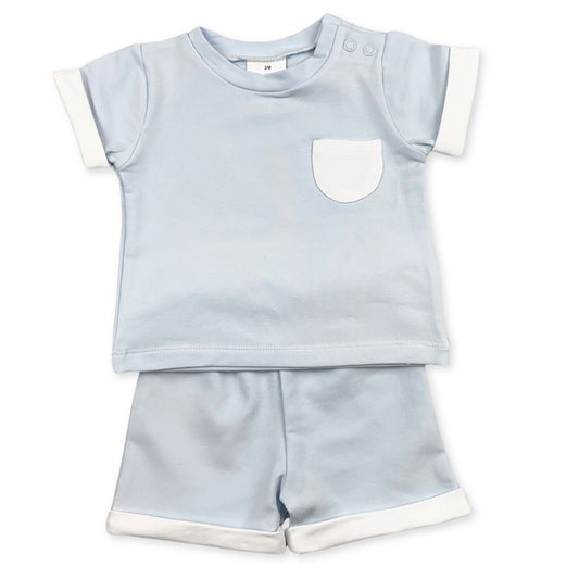 baby boys blue and white summer set