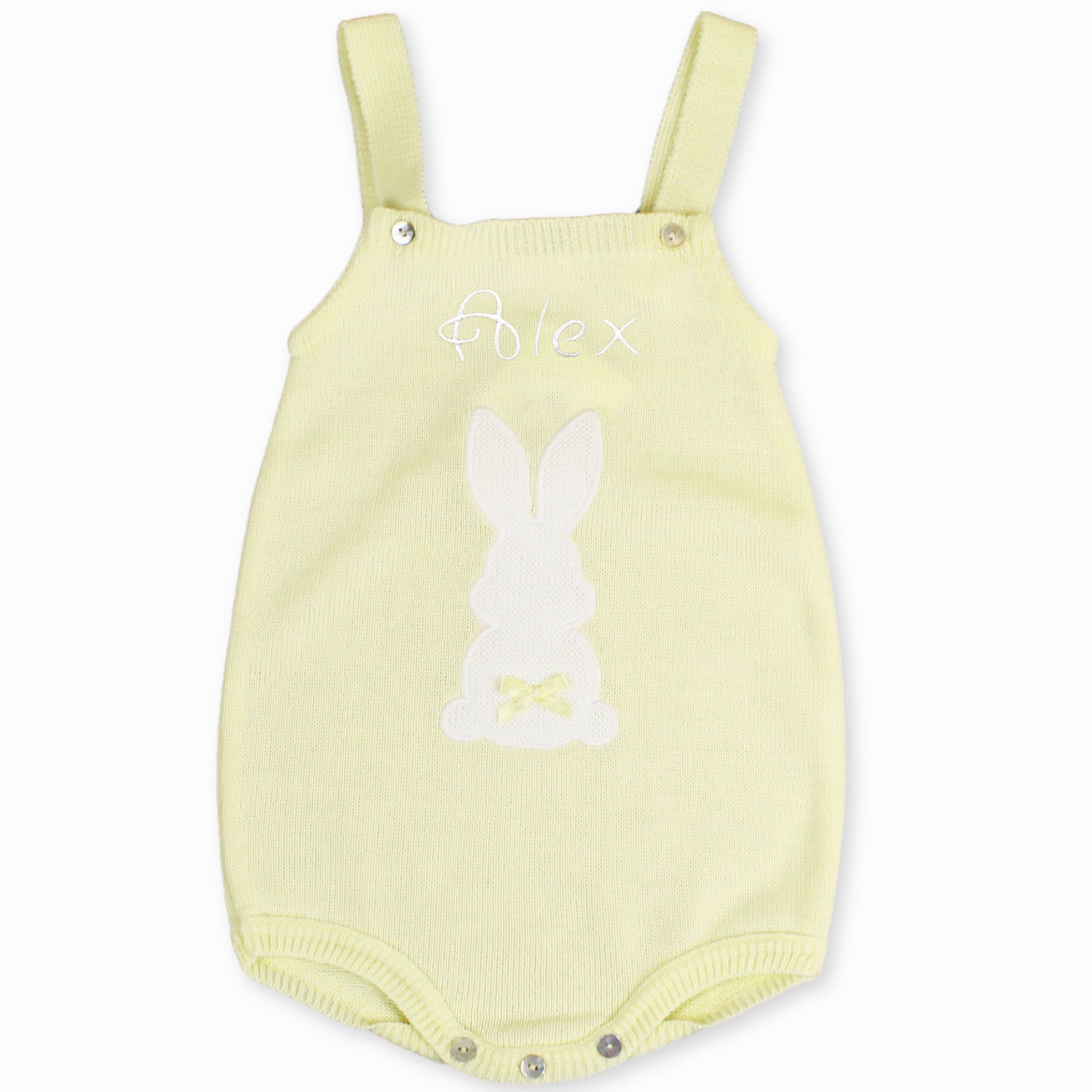 unisex easter romper bunny personalised lemon yellow