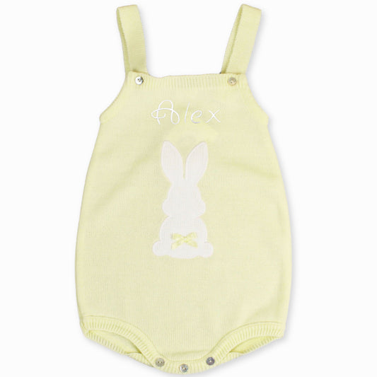 unisex easter romper bunny personalised lemon yellow
