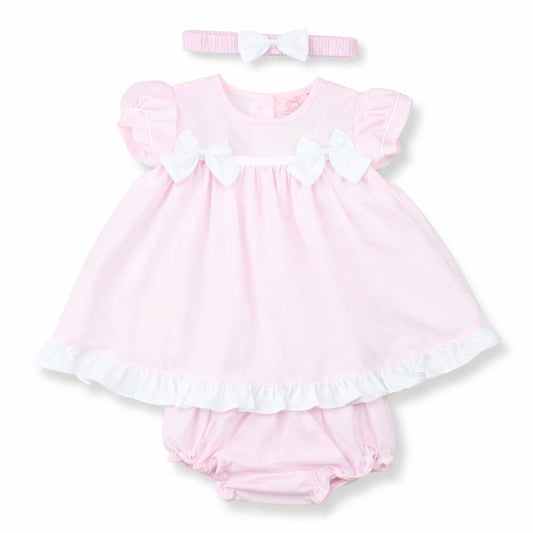 Girls Pink Dress, Knickers & Headband Outfit Set