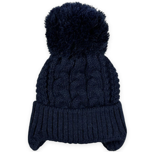 baby unisex navy pom hat 