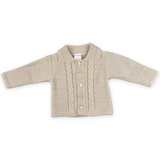 beige baby cardigan
