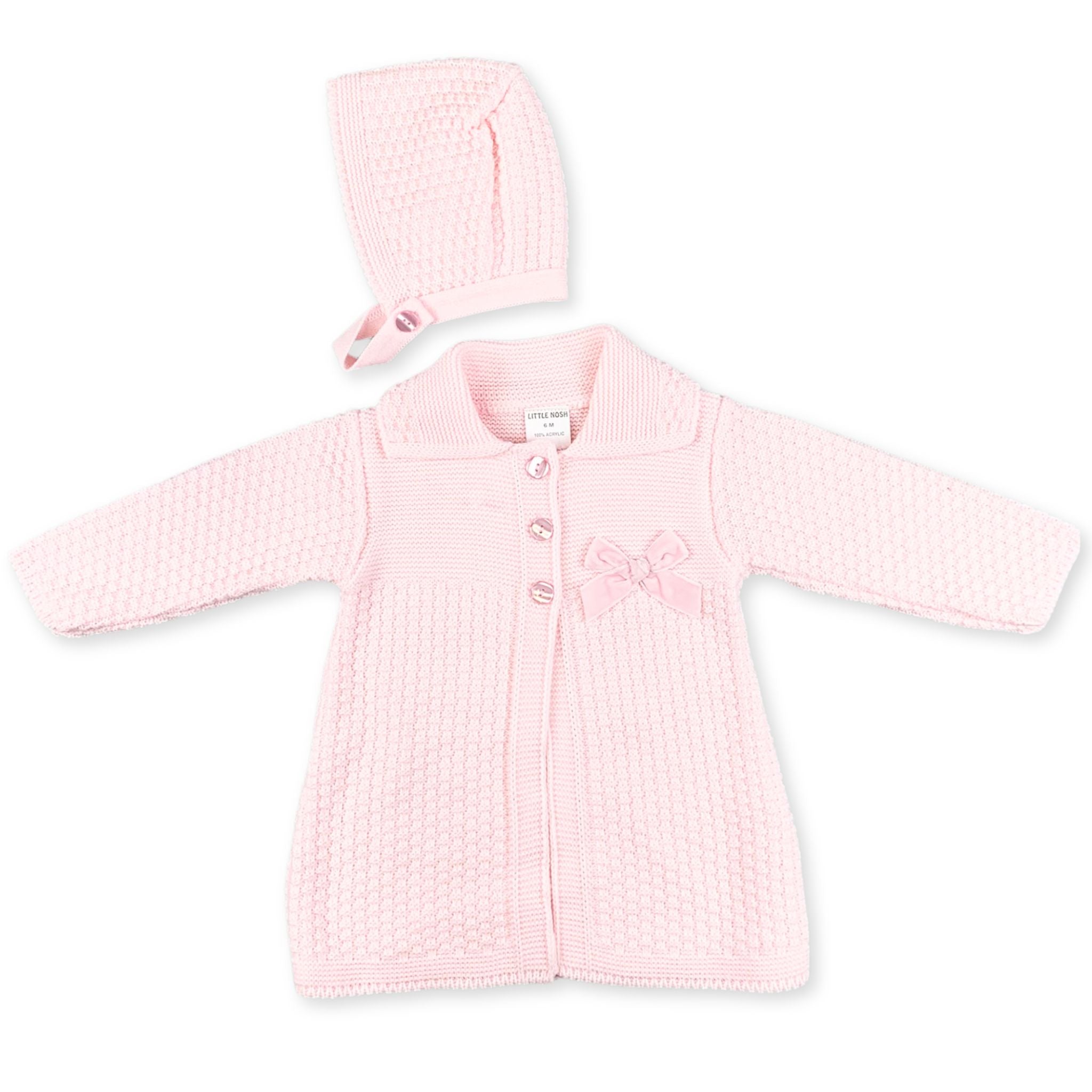baby girls knitted coat and bonnet