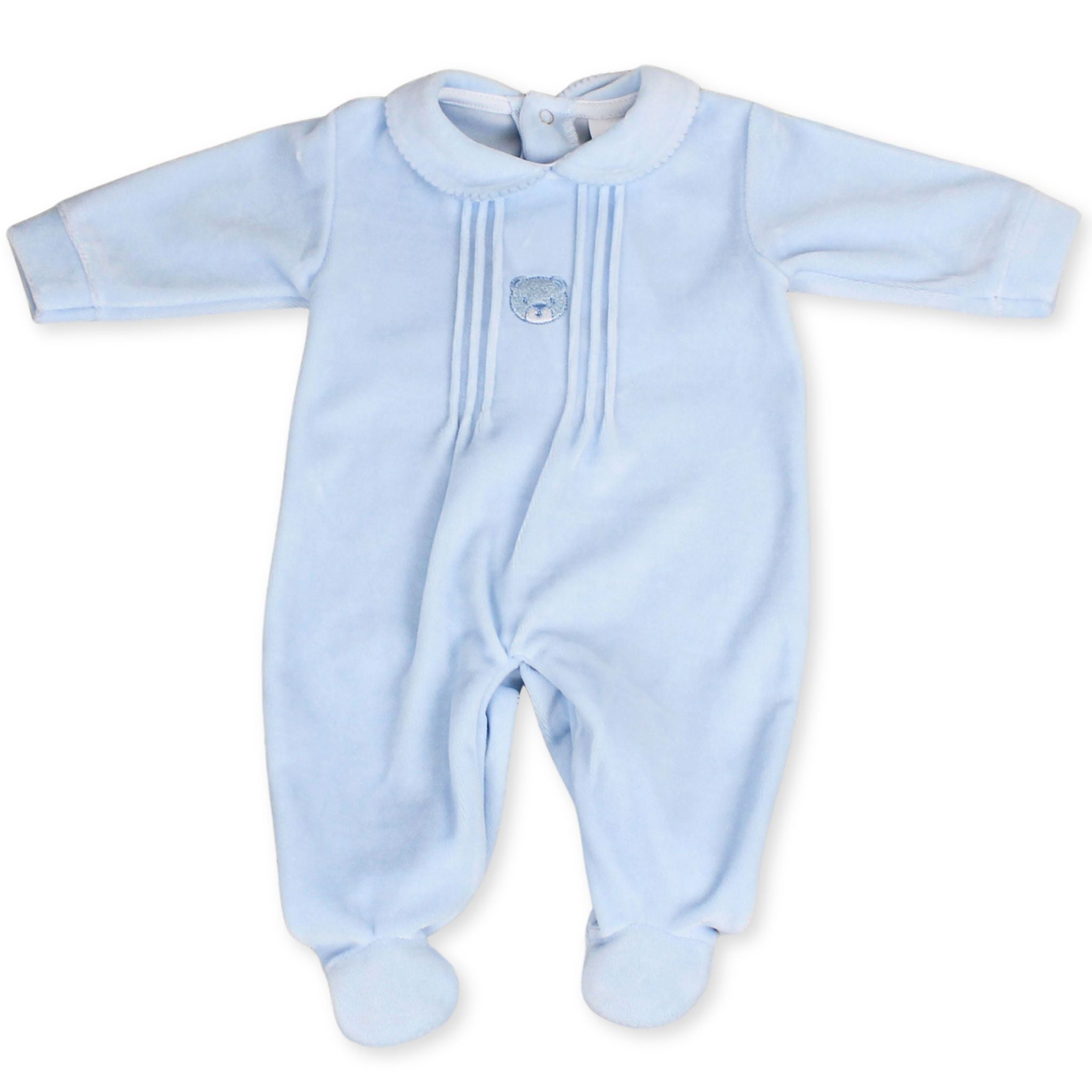 baby boys blue velour onesie