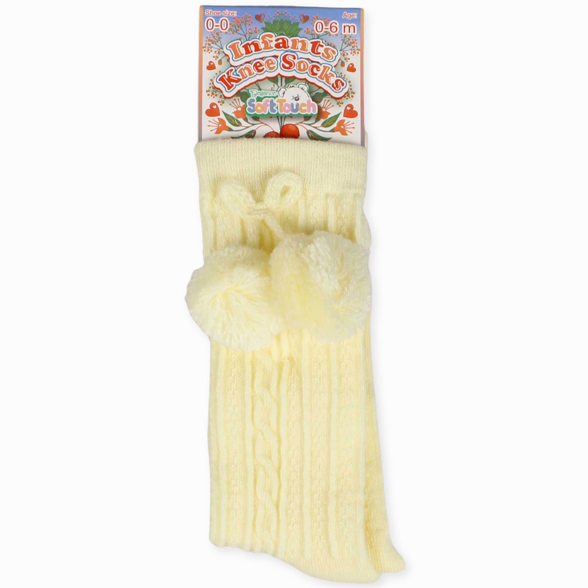 baby lemon easter pom pom socks knee high