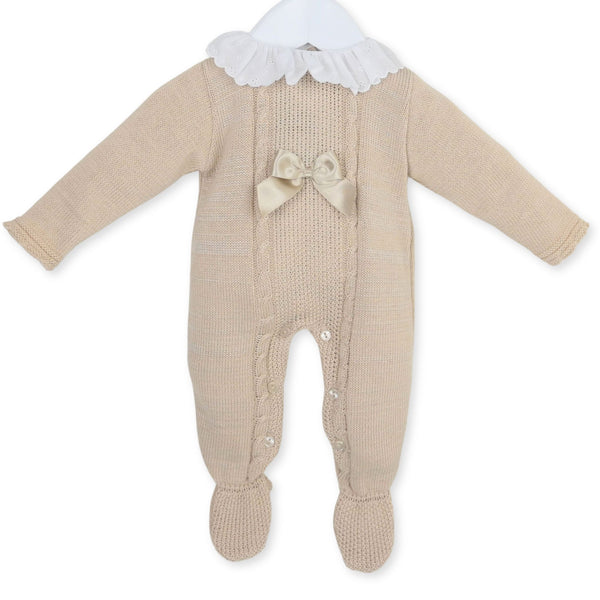 knitted beige baby all in one by pex