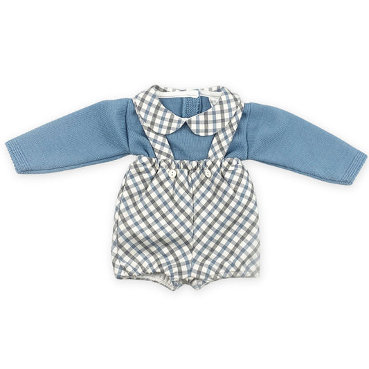 baby boys dusty blue two piece outfit