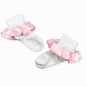 baby girl pink frilly socks