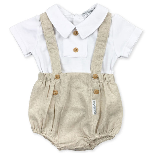 boys beige two piece outfit