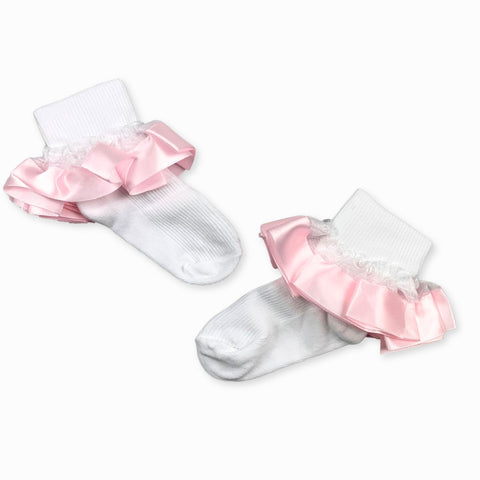 baby girl pink frilly socks