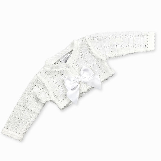 baby girls white bow bolero