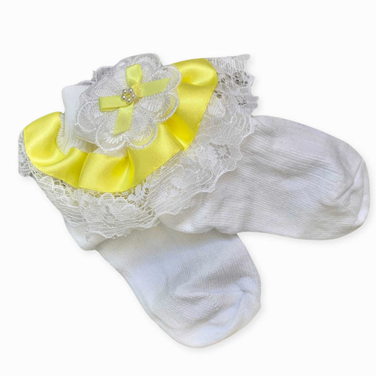 yellow and white thrilly socks