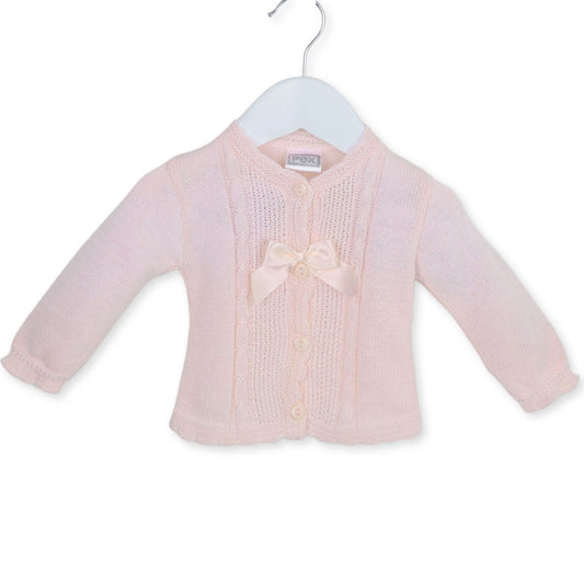 baby girl pex cardigan in pink with bow