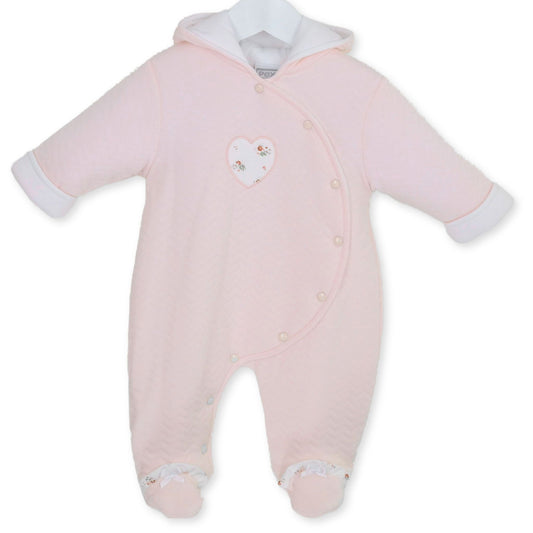 baby girls pink snowsuit pex